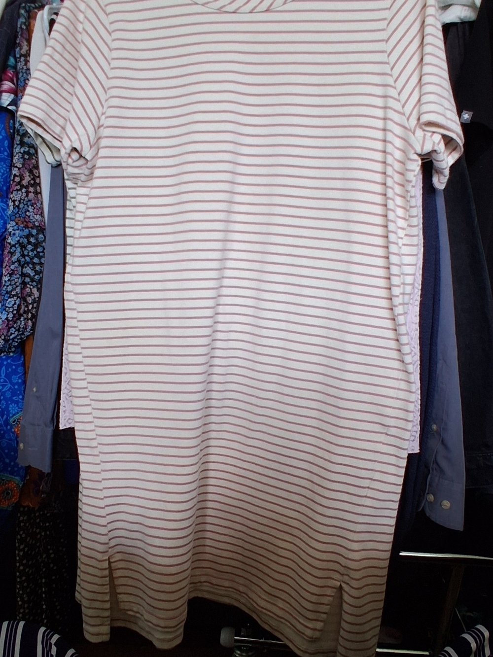 Buffalo David Bitton Striped Mini Dress White & Pink Large